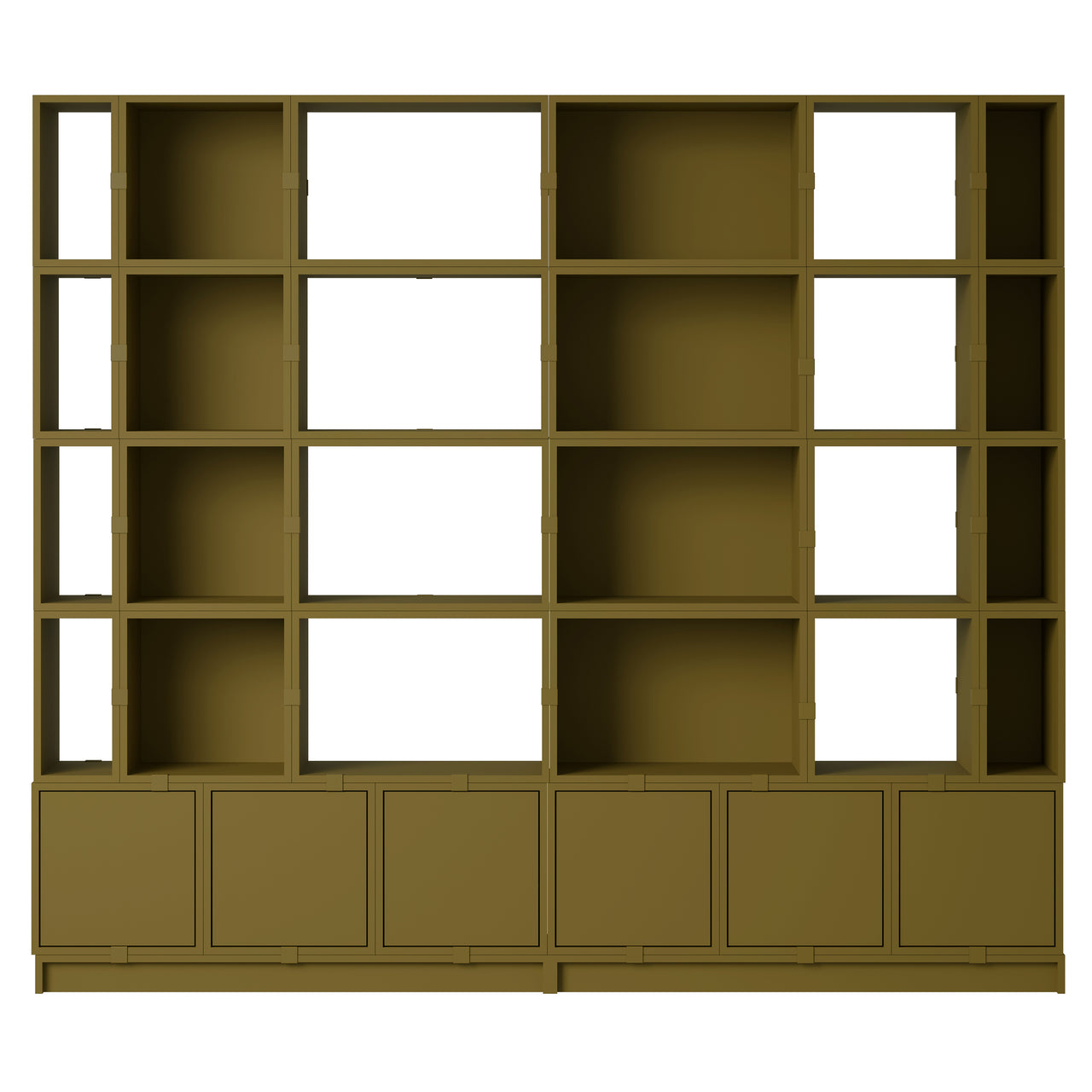 Stacked Storage System: Office Storage - Quick Ship + Configuration 1 + Brown Green