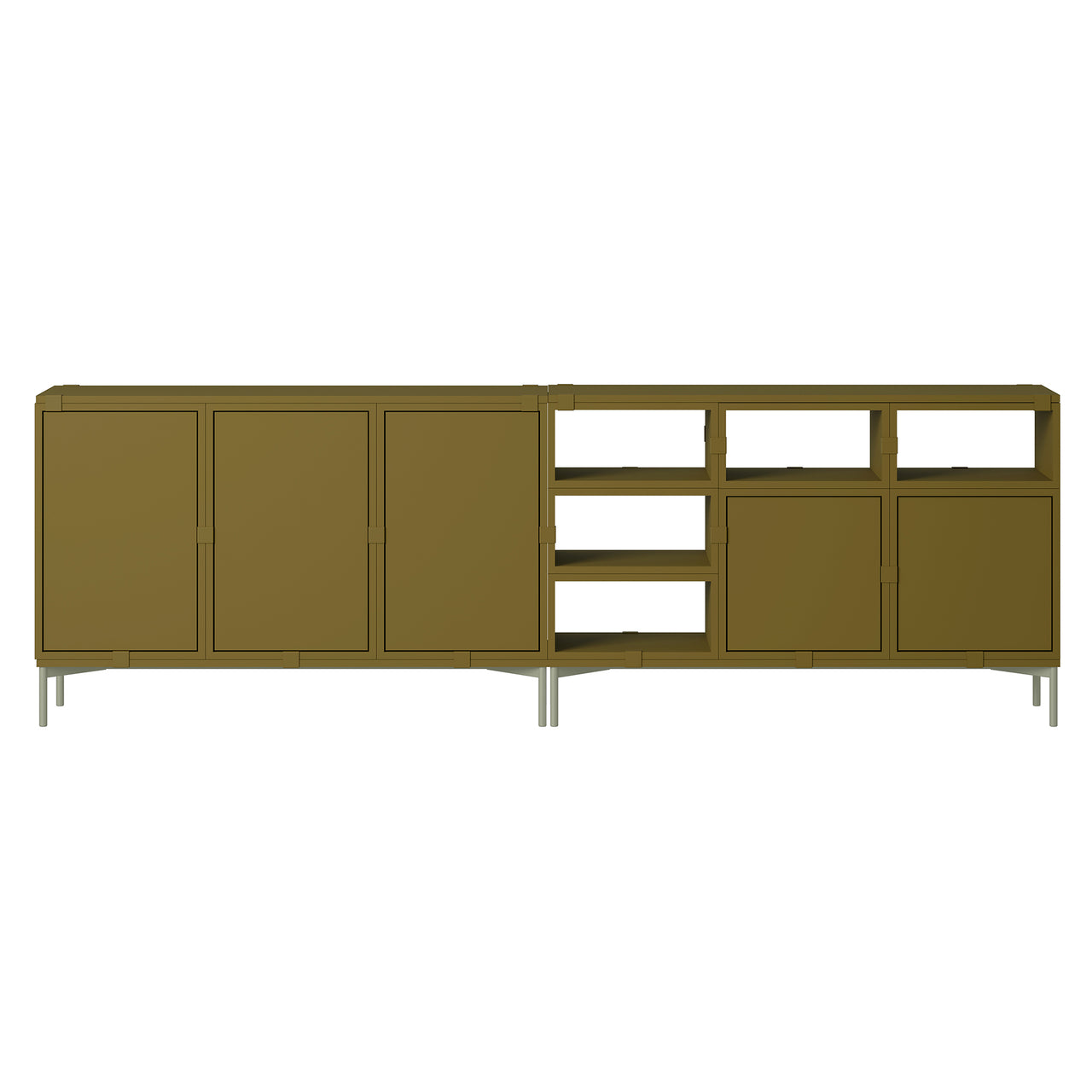 Stacked Storage System: Sideboard - Quick Ship + Configuration 2 + Brown Green
