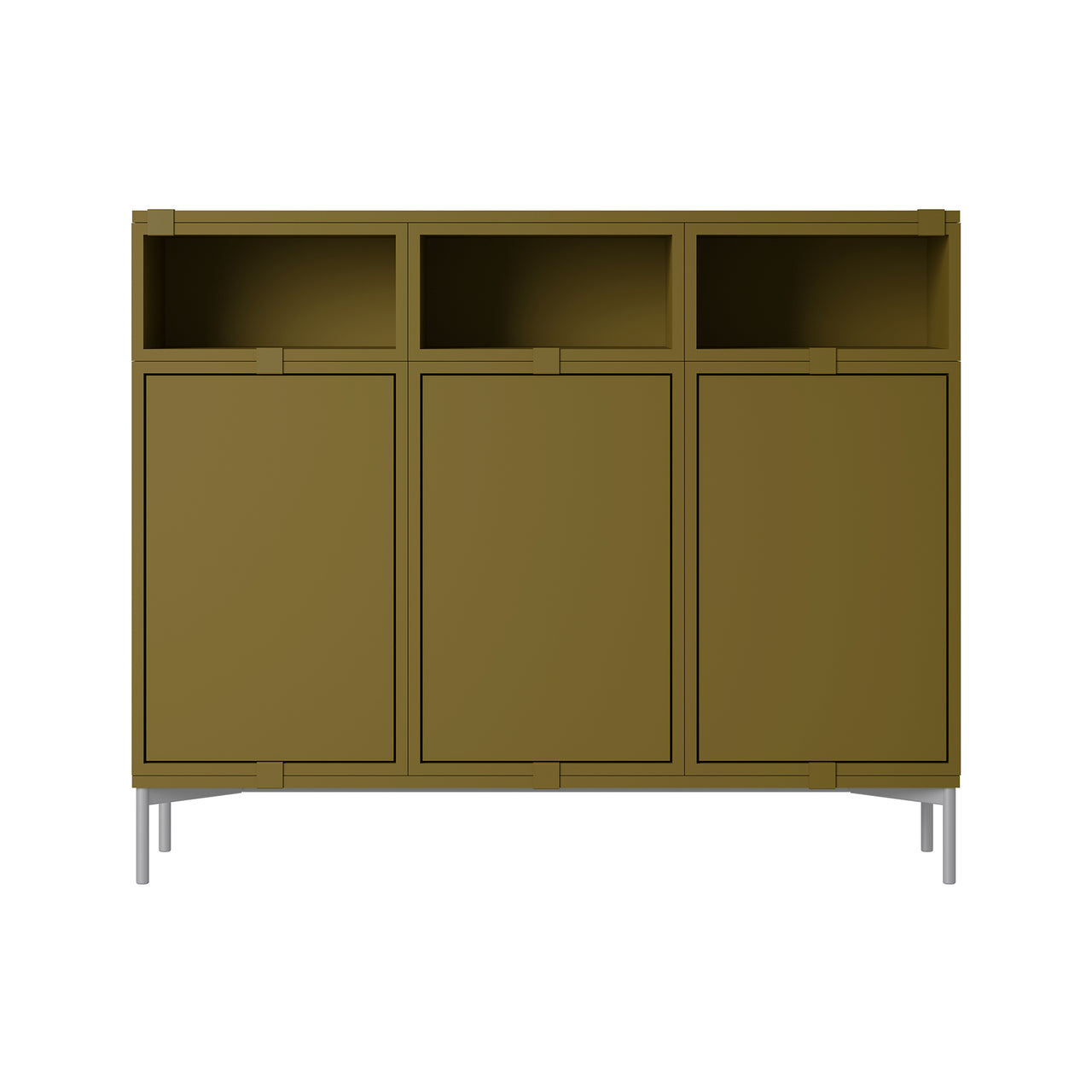 Stacked Storage System: Sideboard - Quick Ship + Configuration 3 + Brown Green