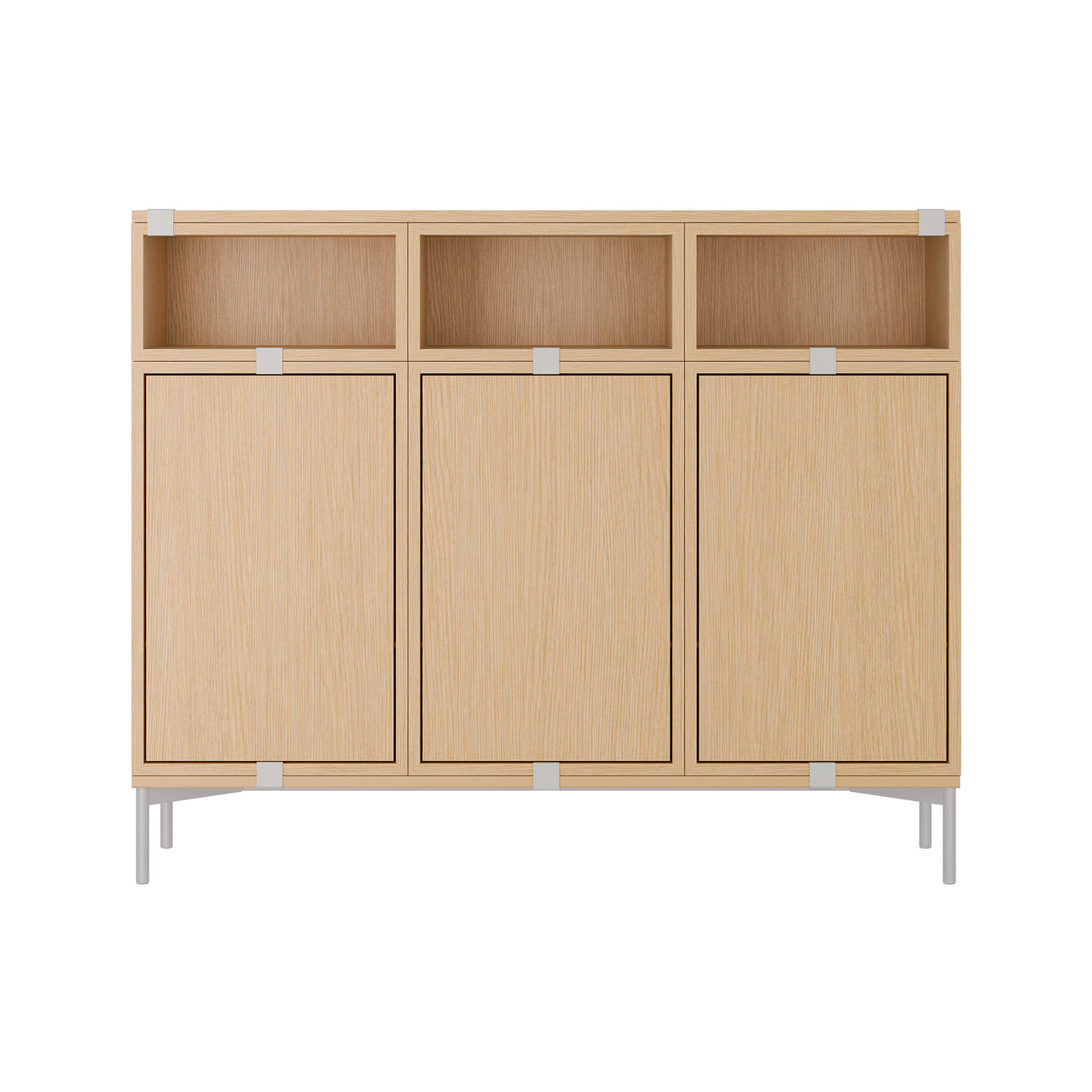Stacked Storage System: Sideboard - Quick Ship + Configuration 3 + Oak