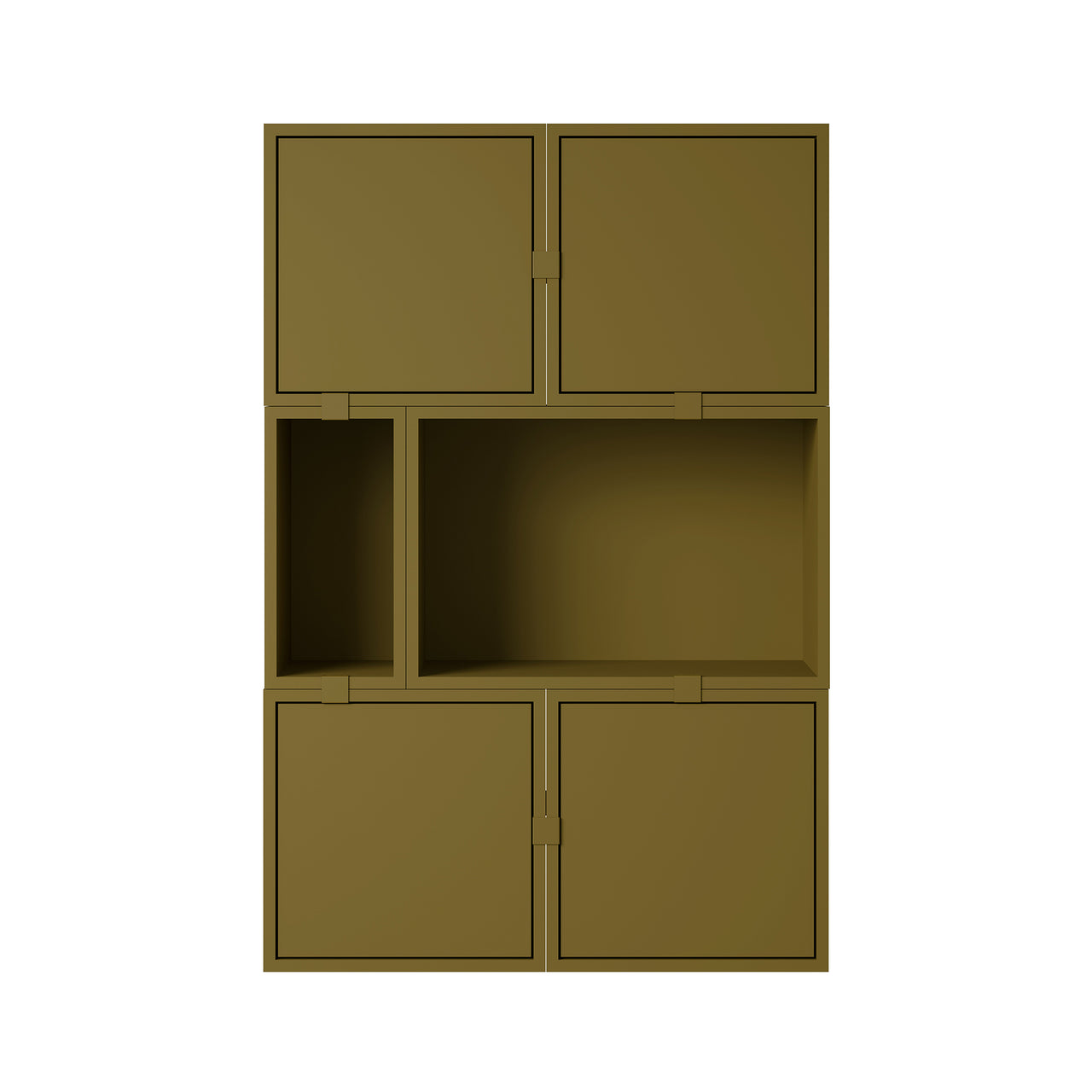 Stacked Storage System: Sideboard - Quick Ship + Configuration 4 + Brown Green