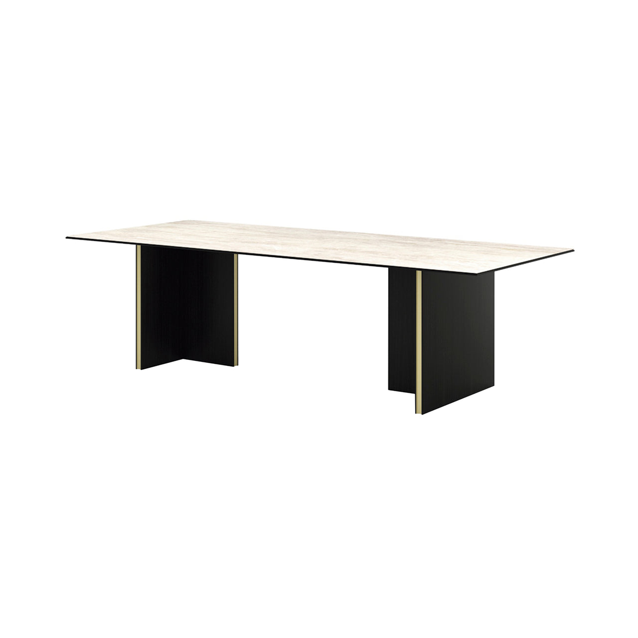 Stockholm Ceramic Table: Medium + Dekton Arga + Ebony Stained Oak + Anodised Aluminum Gold