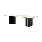 Stockholm Ceramic Table: Medium + Dekton Arga + Ebony Stained Oak + Anodised Aluminum Gold