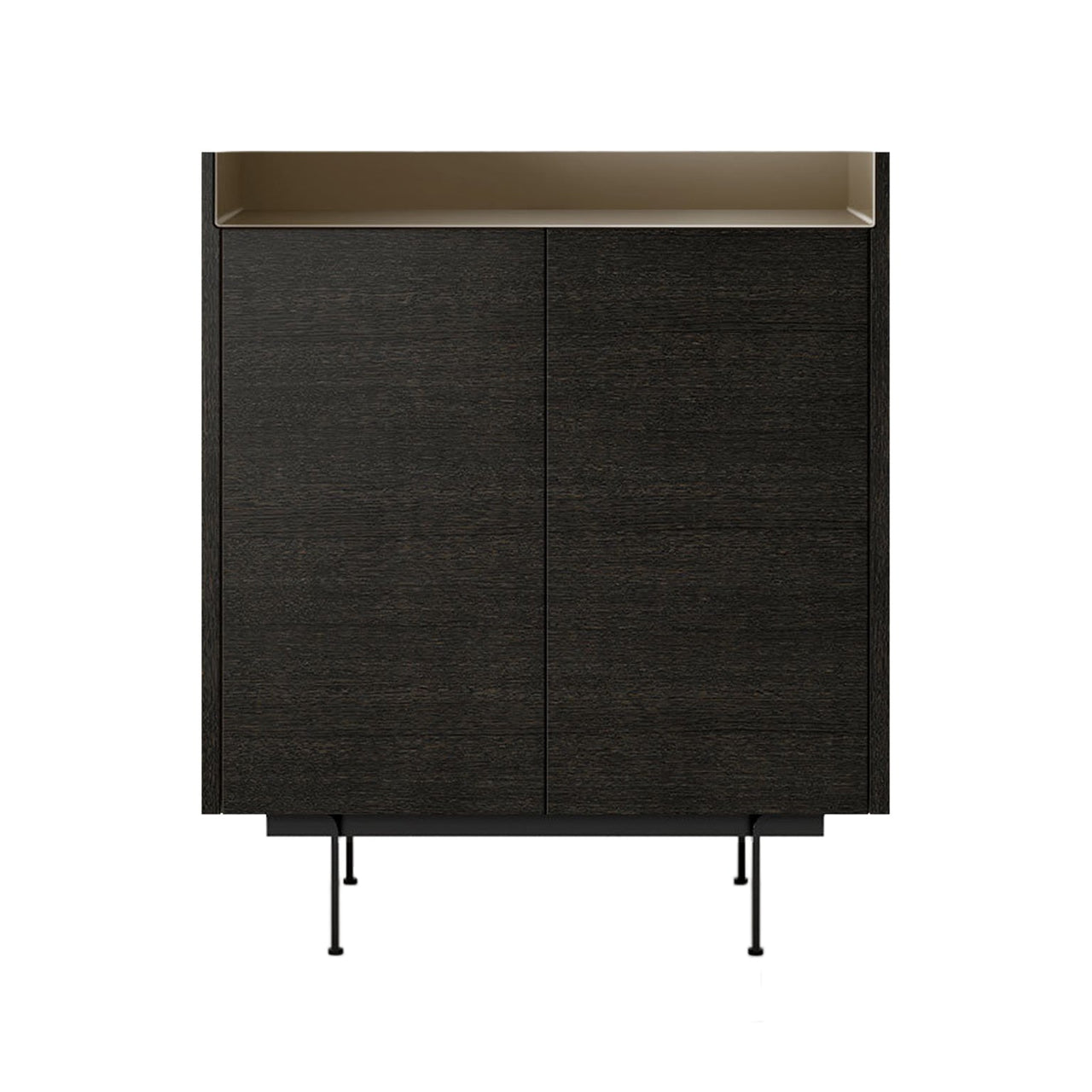 Stockholm STH011 Cupboard: Composition 3 + Dark Grey Stained Oak + Anodized Aluminum Bronze + Black