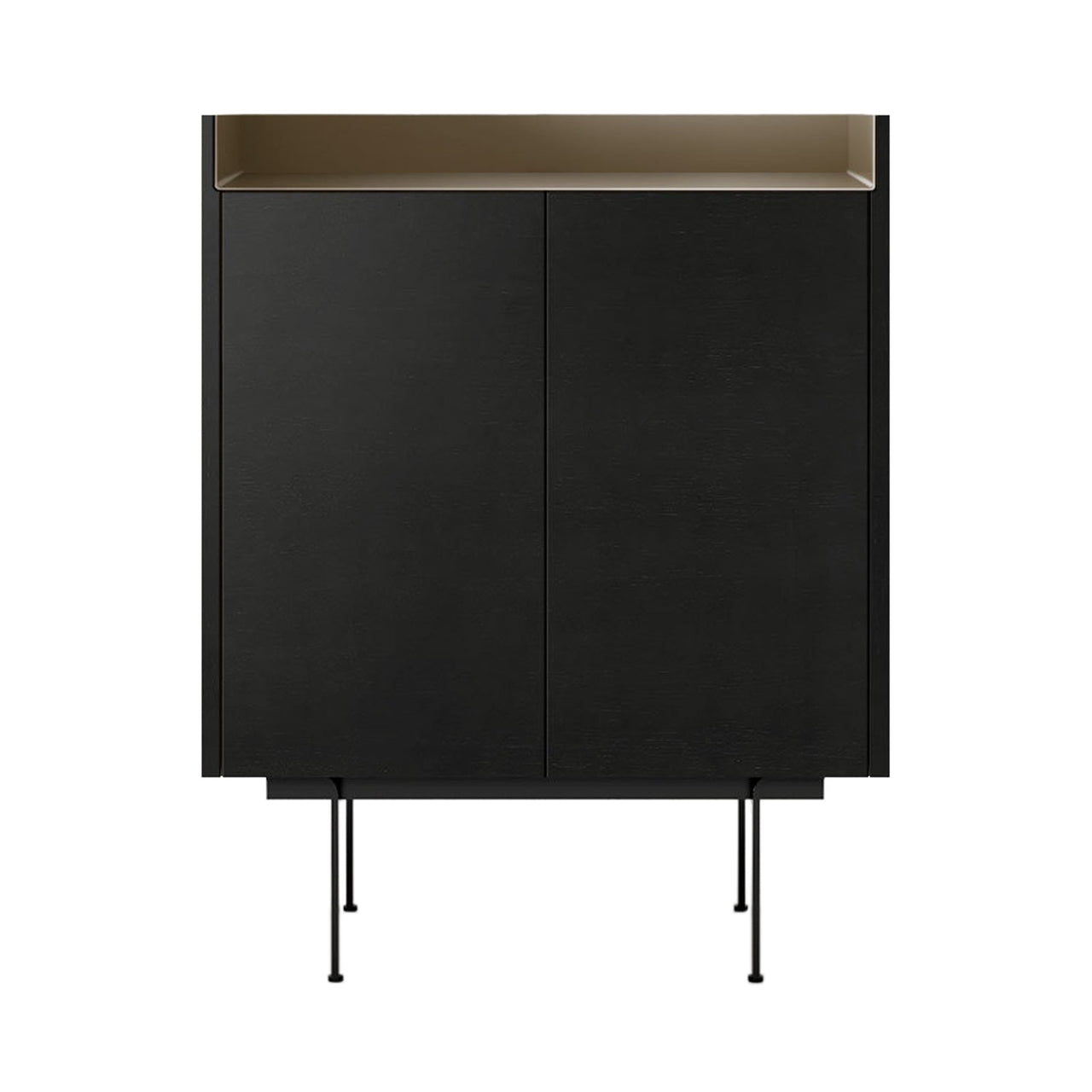 Stockholm STH011 Cupboard: Composition 3 + Ebony Stained Oak + Anodized Aluminum Bronze + Black