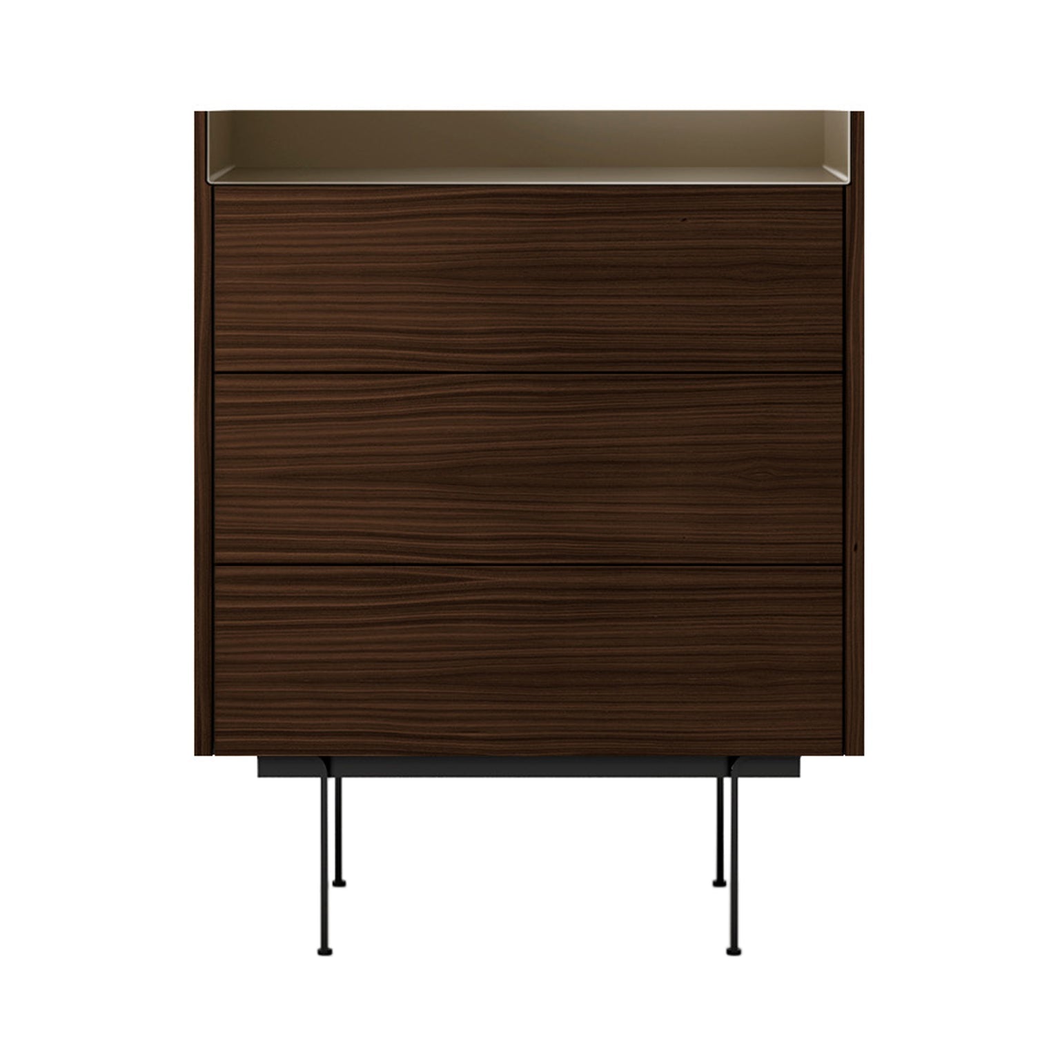 Stockholm STH012 Chest of Drawers: Composition 3 + Dark Stained Walnut + Anodised Aluminum Bronze + Black