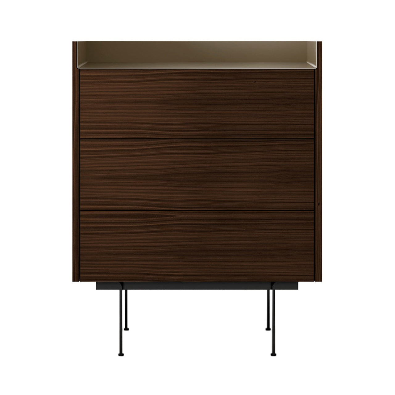 Stockholm STH012 Chest of Drawers: Composition 3 + Dark Stained Walnut + Anodised Aluminum Bronze + Black
