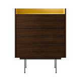 Stockholm STH012 Chest of Drawers: Composition 3 + Dark Stained Walnut + Anodised Aluminum Gold + Black