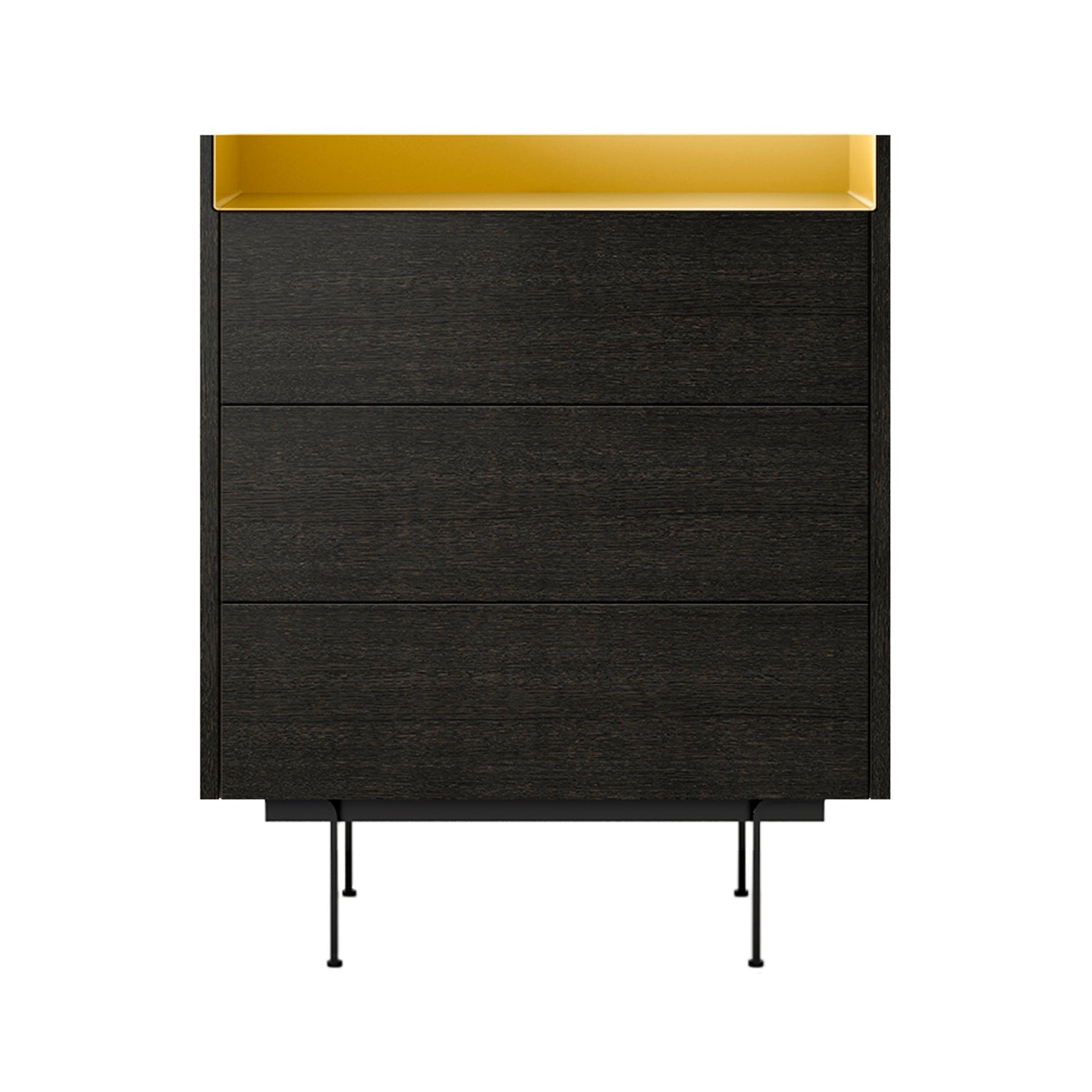 Stockholm STH012 Chest of Drawers: Composition 2 + Dark Grey Stained Oak  + Anodised Aluminum Gold + Black