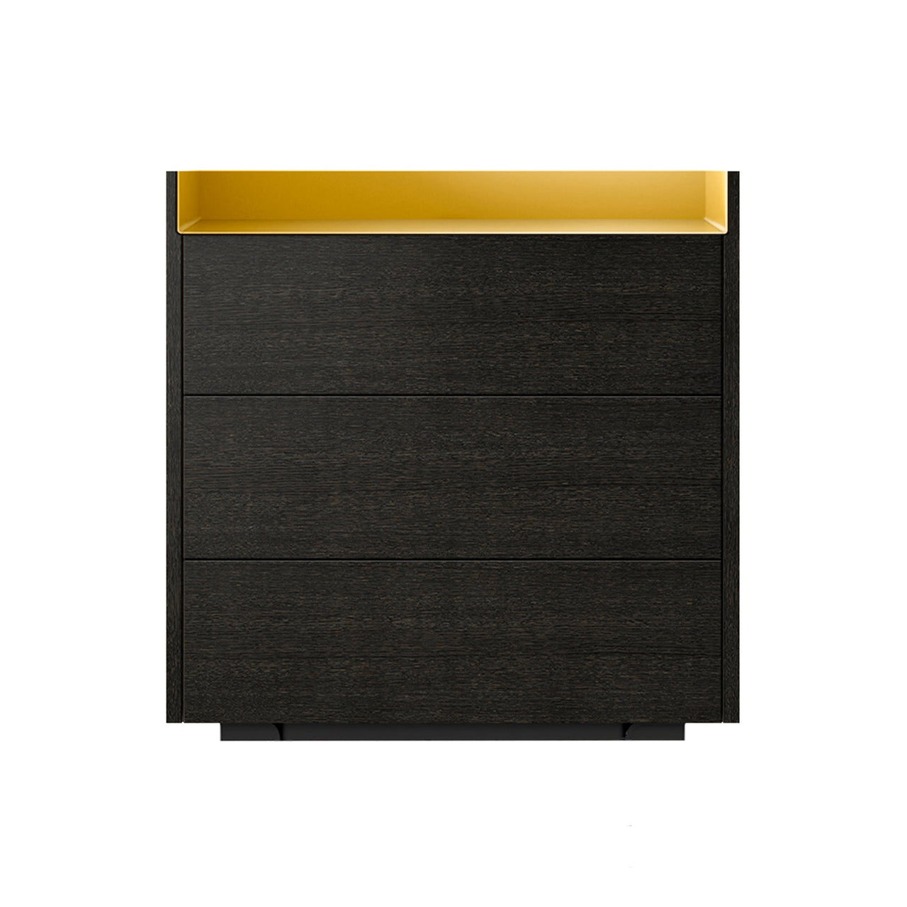 Stockholm STH012 Chest of Drawers: Composition 1 + Dark Grey Stained Oak + Anodised Aluminum Gold + Black
