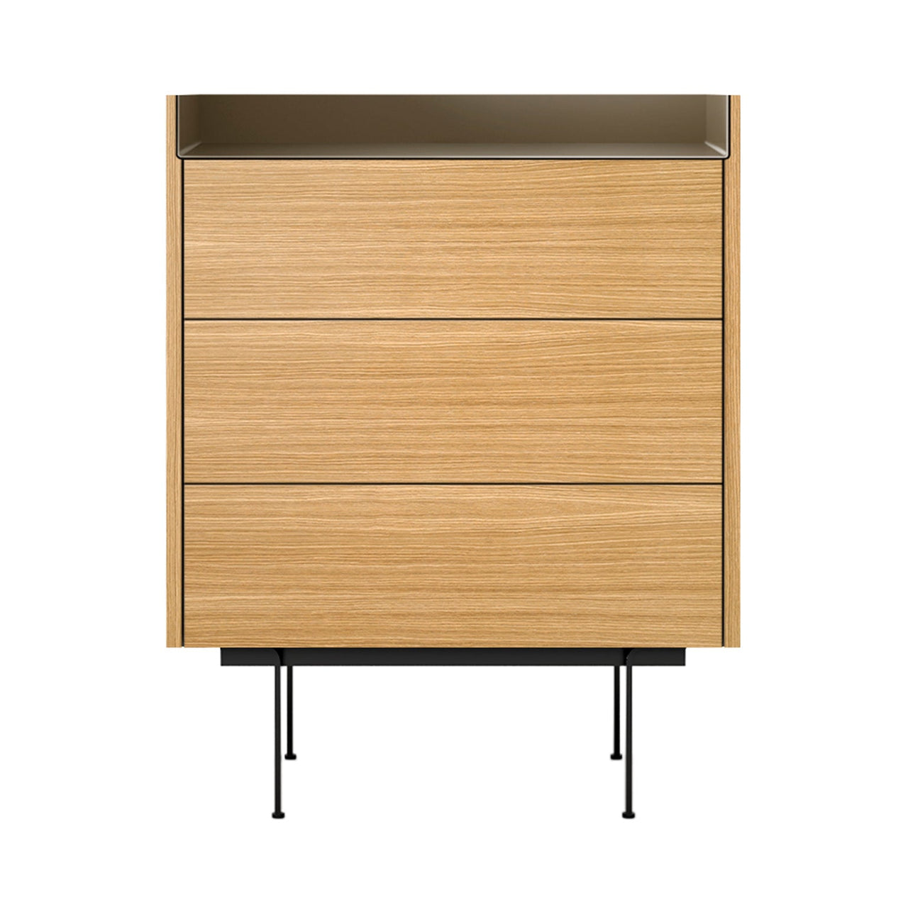 Stockholm STH012 Chest of Drawers: Composition 3 + Super-Matt Oak + Anodised Aluminum Bronze + Black