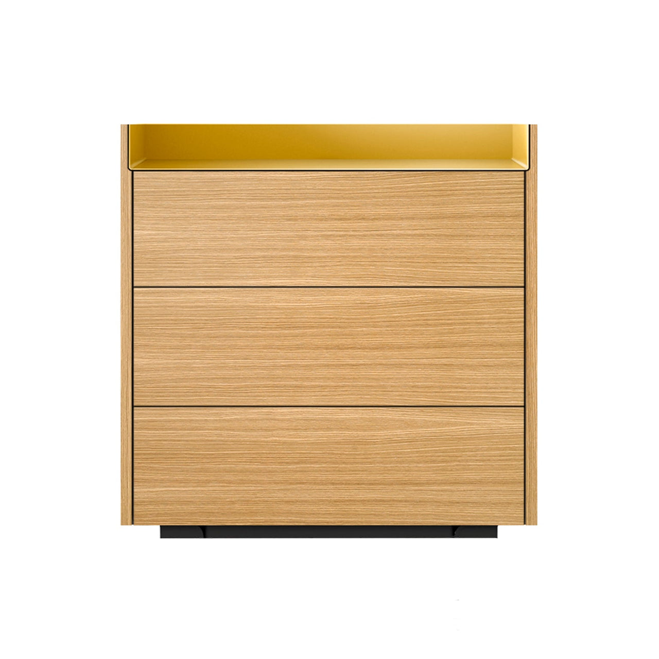 Stockholm STH012 Chest of Drawers: Composition 1 + Super-Matt Oak + Anodised Aluminum Gold + Black