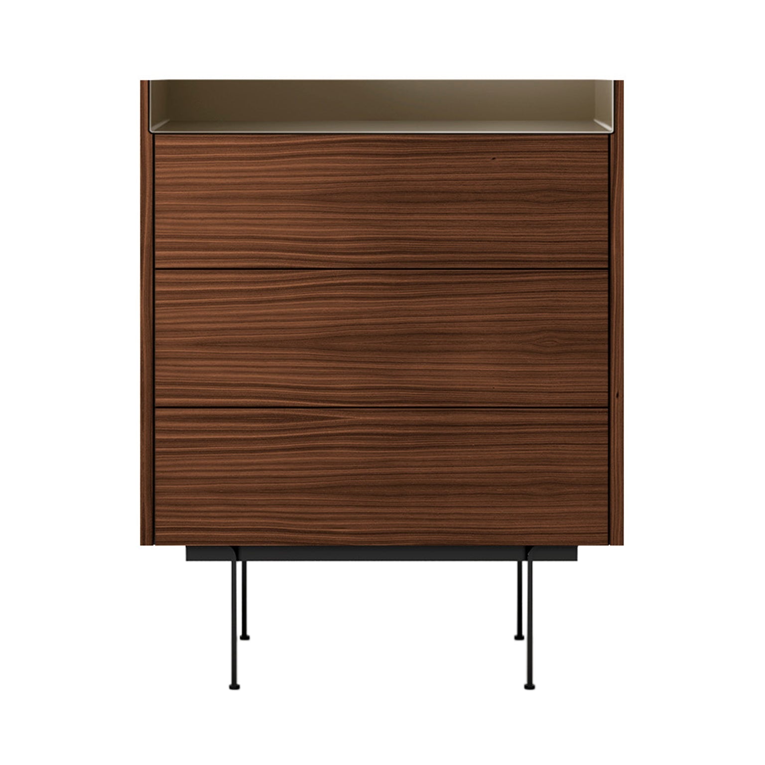Stockholm STH012 Chest of Drawers: Composition 3 + Walnut Stained Walnut + Anodised Aluminum Bronze + Black