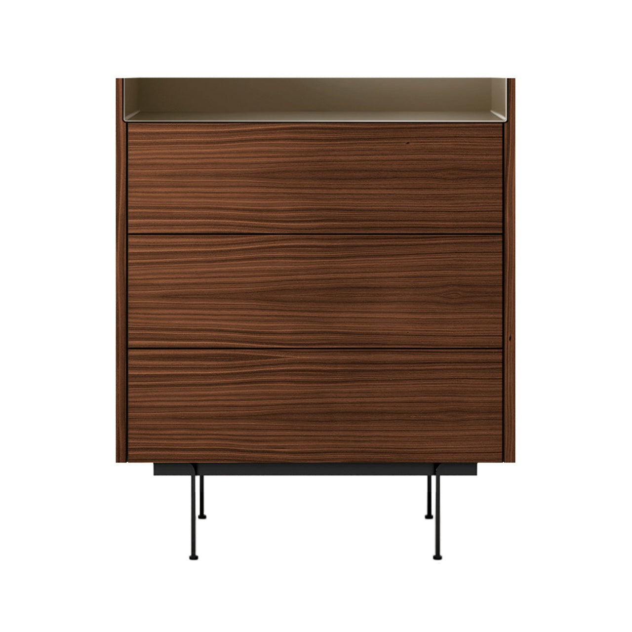 Stockholm STH012 Chest of Drawers: Composition 2 + Walnut Stained Walnut + Anodised Aluminum Bronze + Black