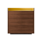 Stockholm STH012 Chest of Drawers: Composition 1 + Walnut Stained Walnut + Anodised Aluminum Gold + Black