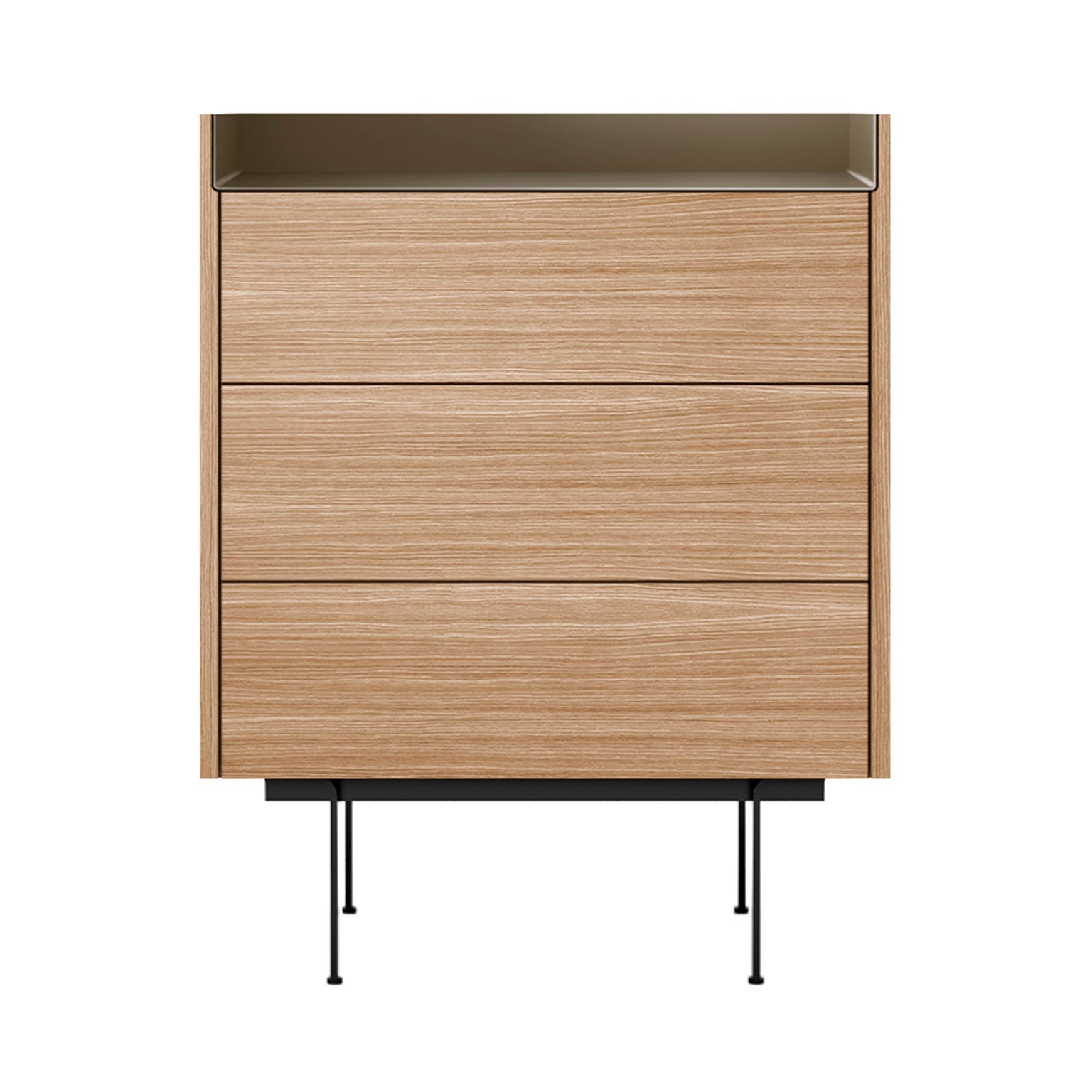 Stockholm STH012 Chest of Drawers: Composition 3 + Whitened Oak + Anodised Aluminum Bronze + Black