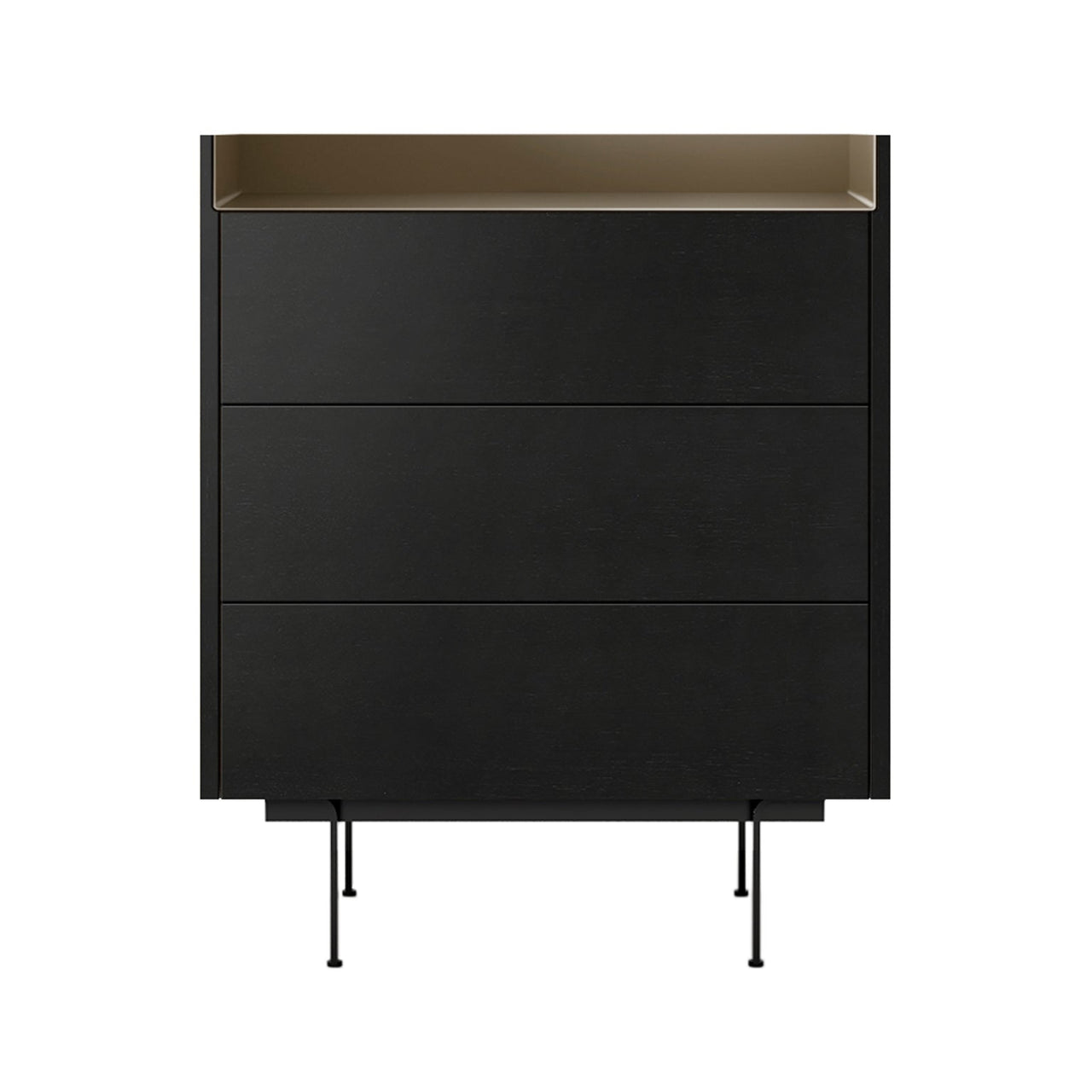 Stockholm STH012 Chest of Drawers: Composition 2 + Ebony Stained Oak + Anodised Aluminum Bronze + Black