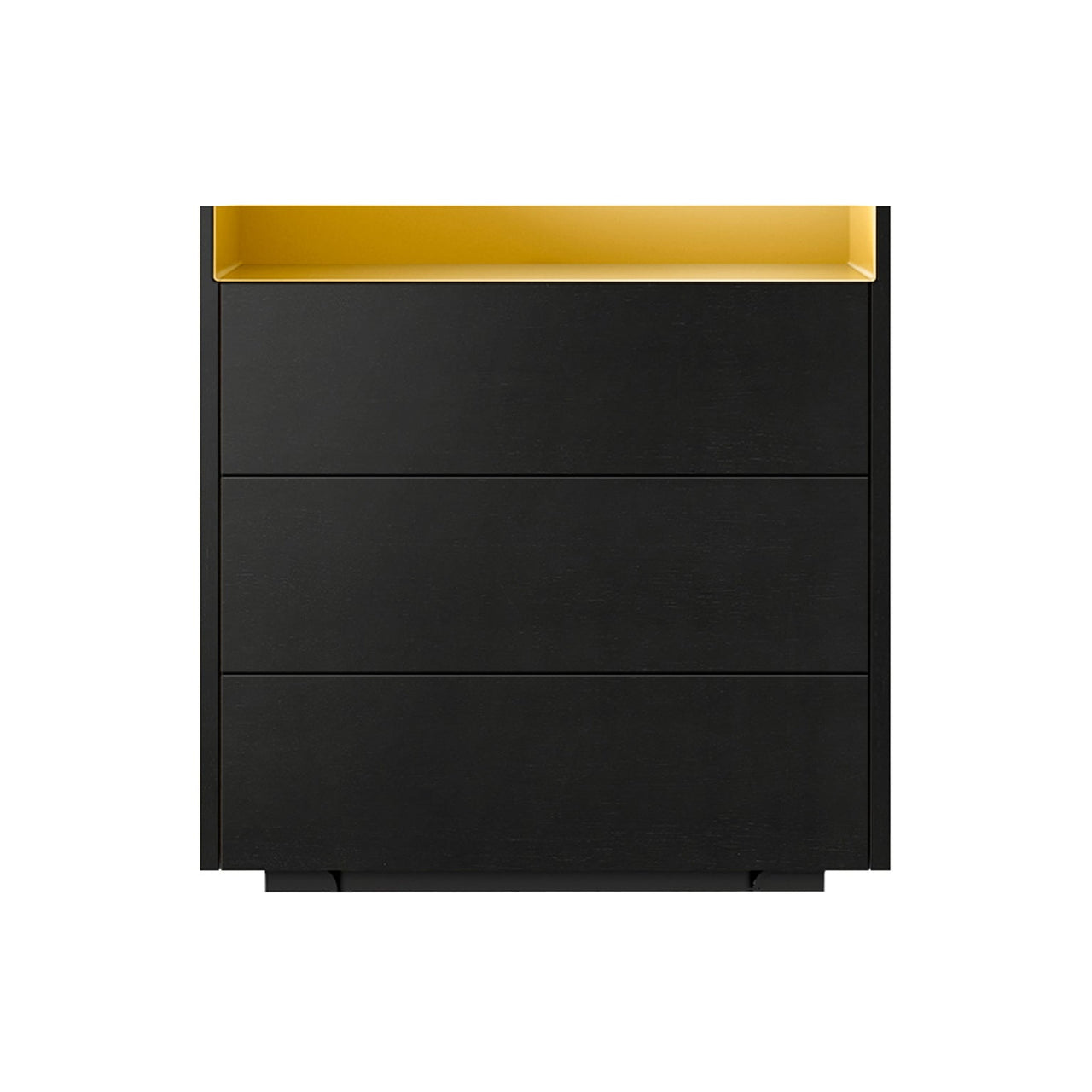 Stockholm STH012 Chest of Drawers: Composition 1 + Ebony Stained Oak + Anodised Aluminum Gold + Black