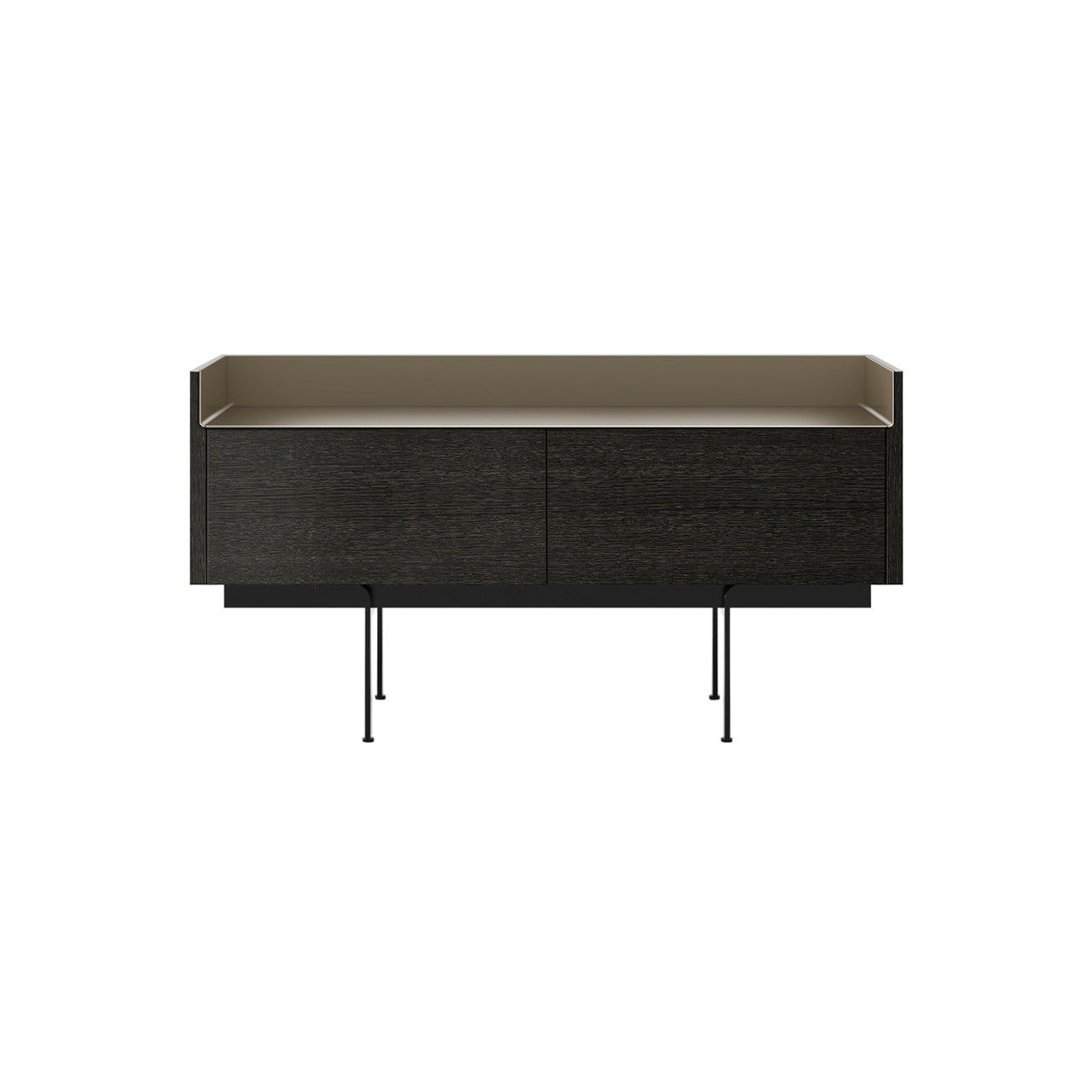 Stockholm STH251 Slim Sideboard: Composition 3 + Dark Grey Stained Oak + Anodized Aluminum Bronze + Black