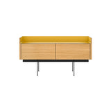 Stockholm STH251 Slim Sideboard: Composition 3  + Super-Matt Oak + Anodized Aluminum Gold + Black