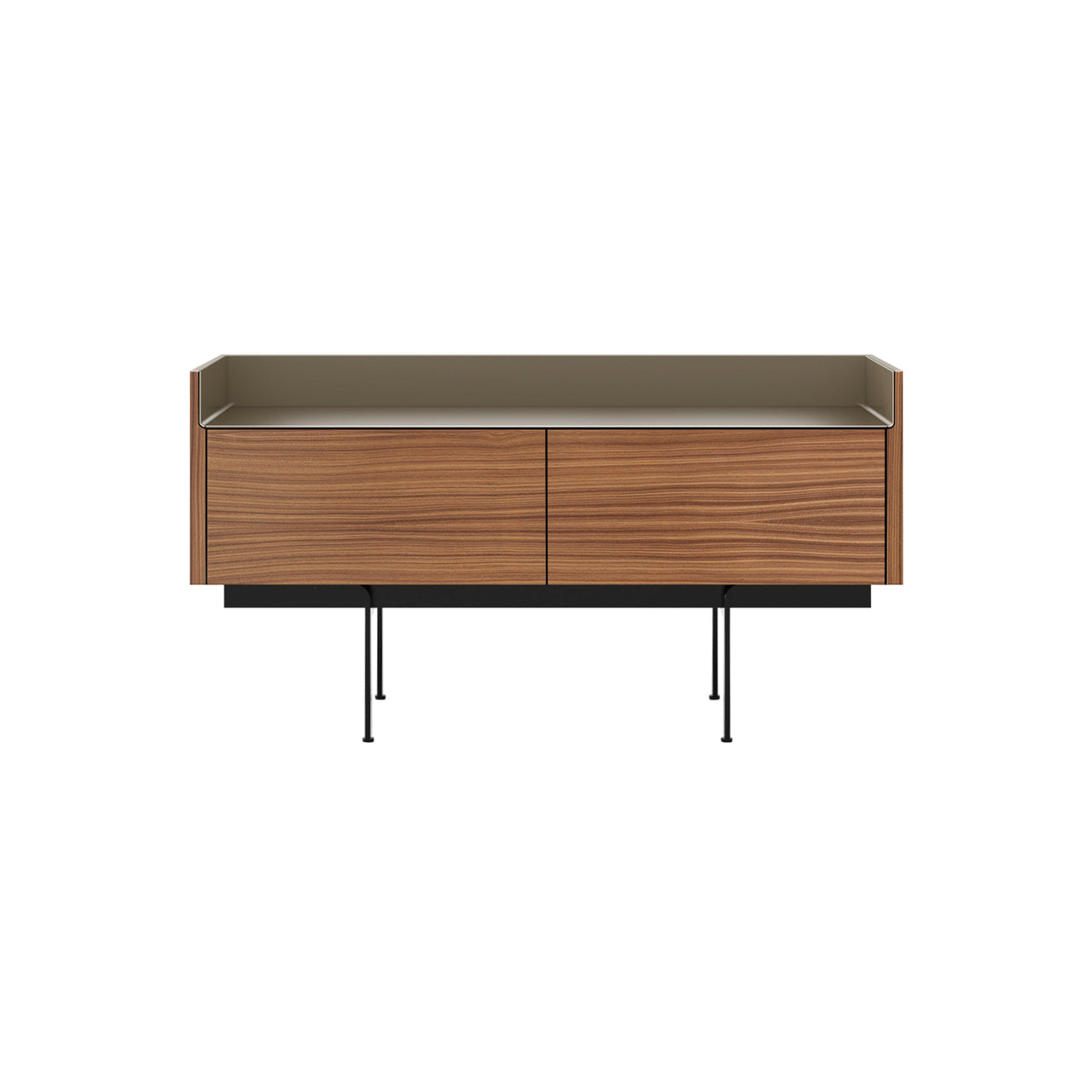 Stockholm STH251 Slim Sideboard: Composition 3 + Super-Matt Walnut + Anodized Aluminum Bronze + Black
