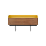 Stockholm STH251 Slim Sideboard: Composition 3 + Super-Matt Walnut + Anodized Aluminum Gold + Black