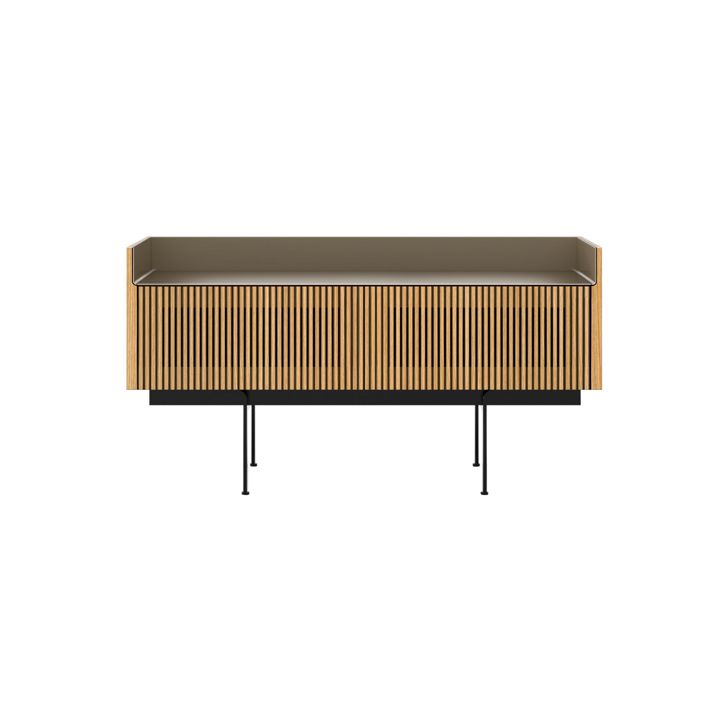 Stockholm STH253 Slim Sideboard: Composition 3 + Super-Matt Oak + Anodized Aluminum Bronze + Black