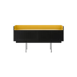 Stockholm STH253 Slim Sideboard: Composition 3 + Ebony Stained Oak + Anodized Aluminum Gold + Black