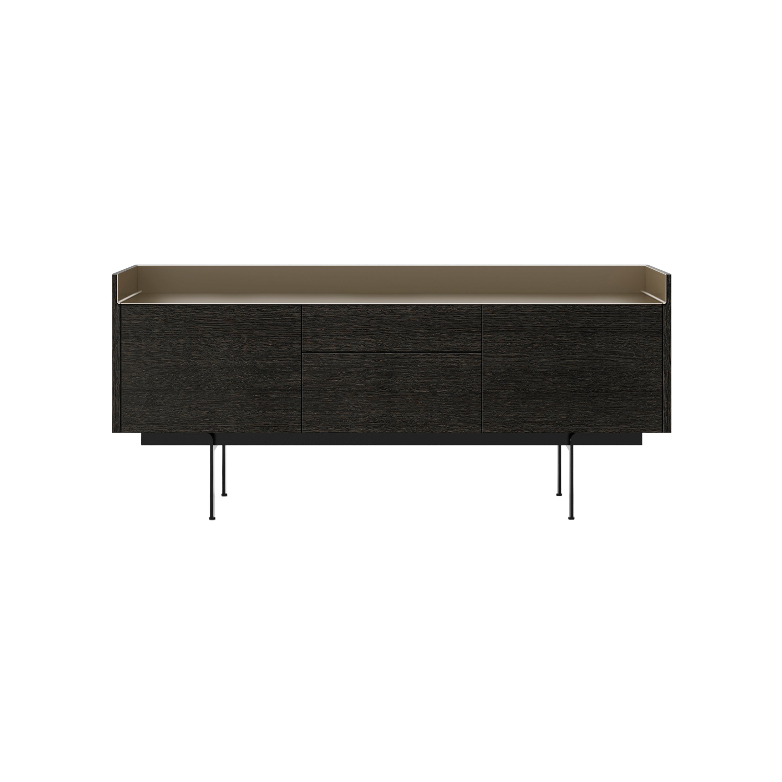 Stockholm STH302 Sideboard: Composition 3 + Dark Grey Stained Oak + Anodized Aluminum Bronze + Black