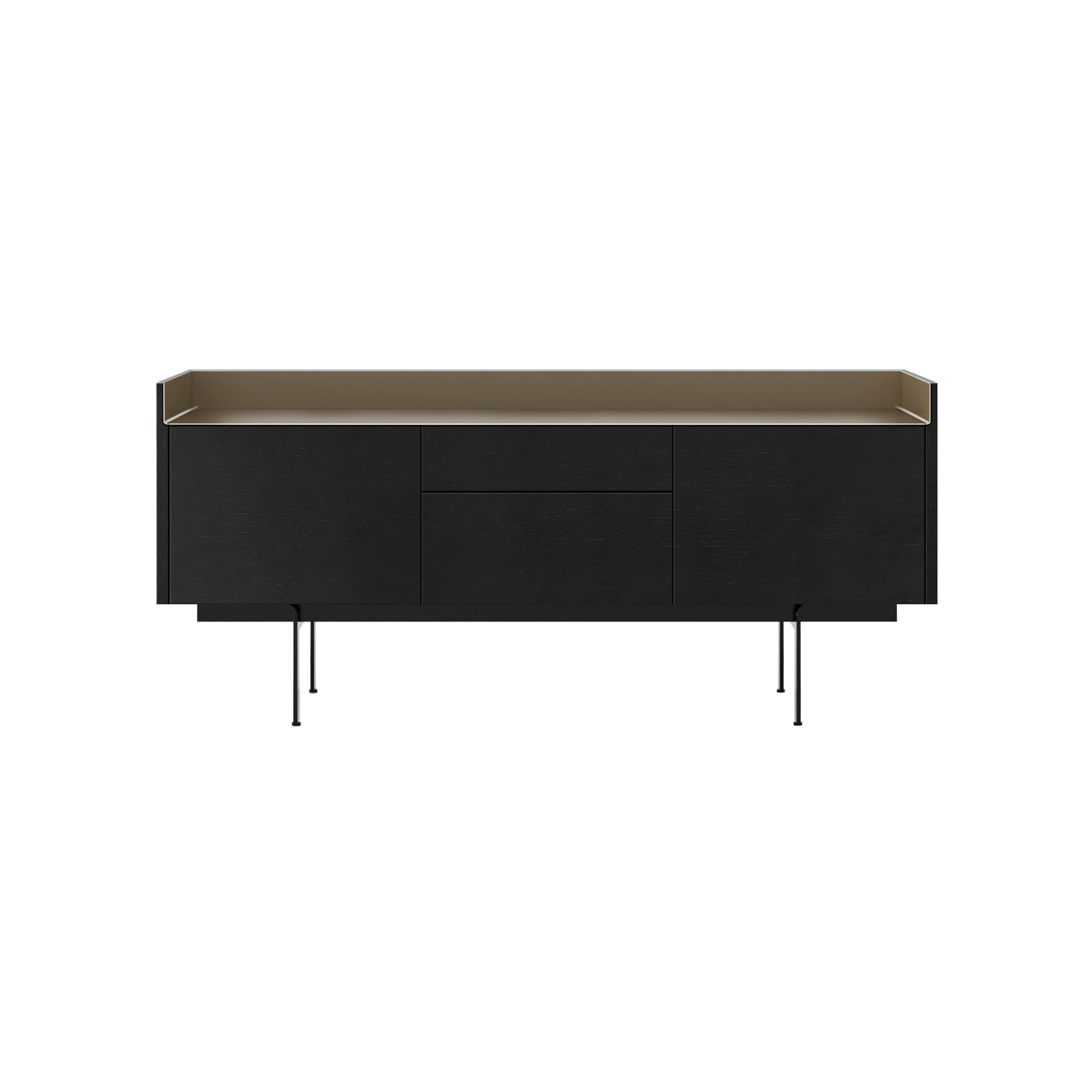 Stockholm STH302 Sideboard: Composition 3 + Ebony Stained Oak + Anodized Aluminum Bronze + Black