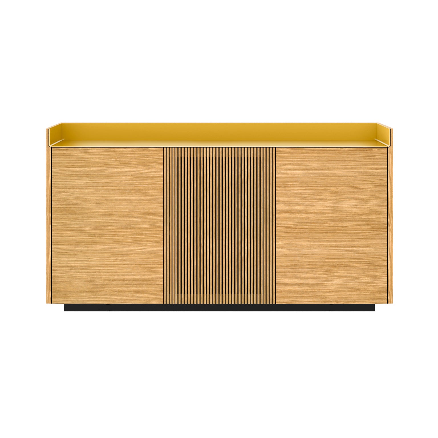 Stockholm STH334 Cupboard: Composition 1 + Super-Matt Oak + Anodized Aluminum Gold + Black