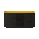 Stockholm STH334 Cupboard: Composition 1 + Dark Grey Stained Oak + Anodized Aluminum Gold + Black