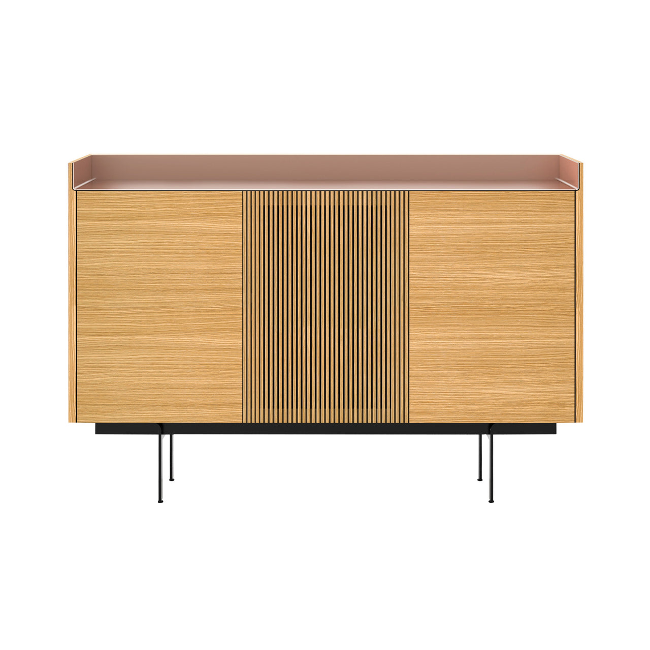 Stockholm STH334 Cupboard: Composition 3 + Super-Matt Oak + Anodized Aluminum Pale Rose + Black