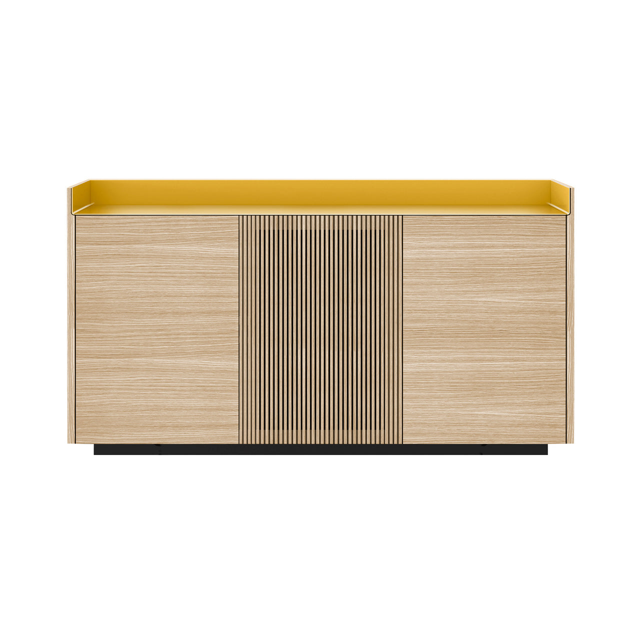 Stockholm STH334 Cupboard: Composition 1 + Whitened Oak + Anodized Aluminum Gold + Black