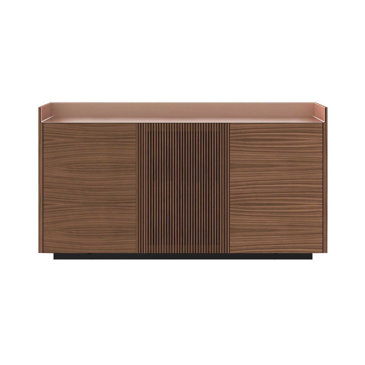 Stockholm STH334 Cupboard: Composition 1 + Walnut Stained Walnut + Anodized Aluminum Pale Rose + Black