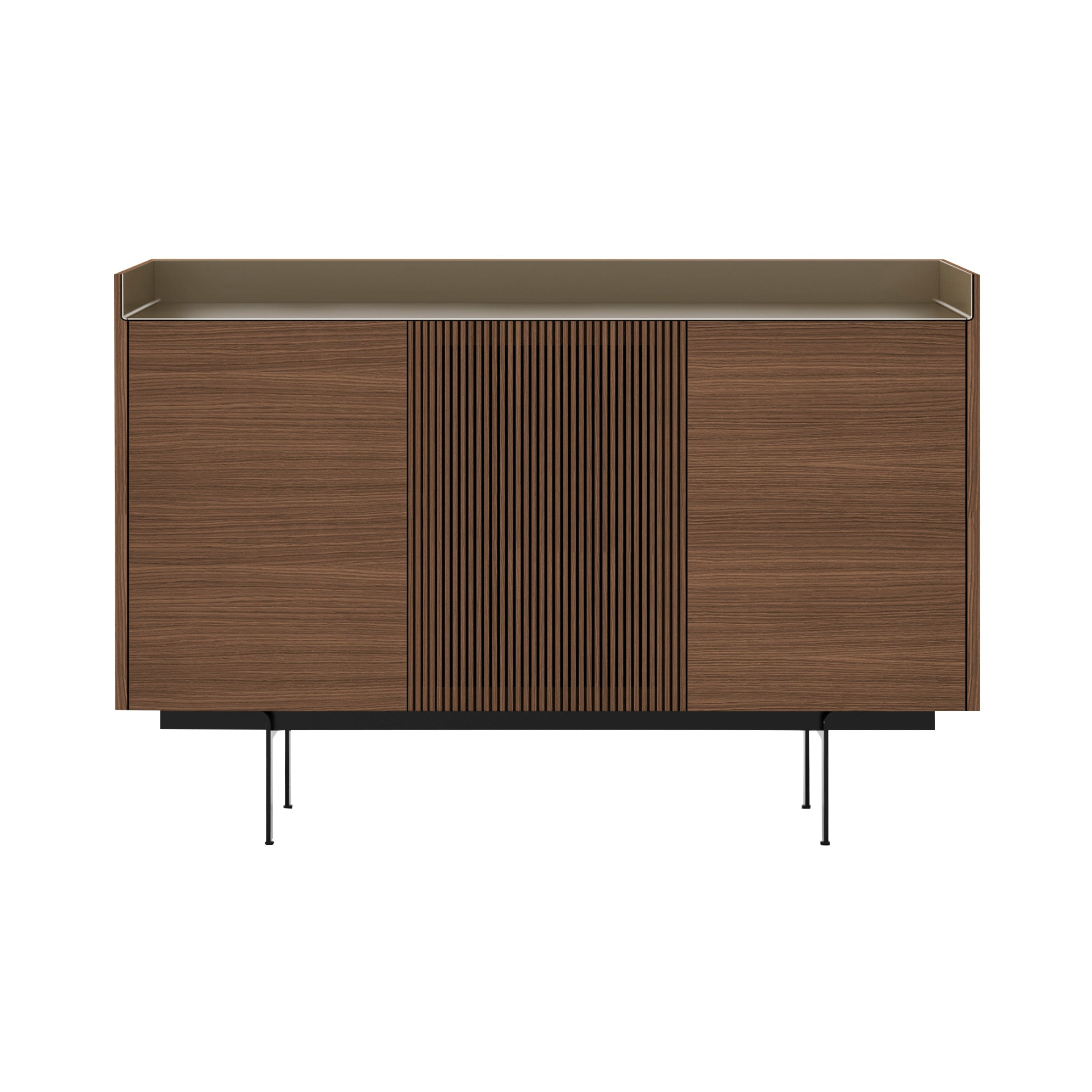 Stockholm STH334 Cupboard: Composition 3 + Walnut Stained Oak + Anodized Aluminum Bronze + Black