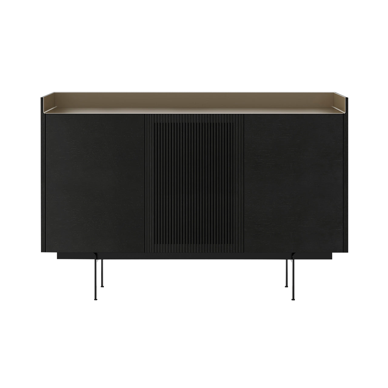 Stockholm STH334 Cupboard: Composition 3 + Ebony Stained Oak + Anodized Aluminum Bronze + Black