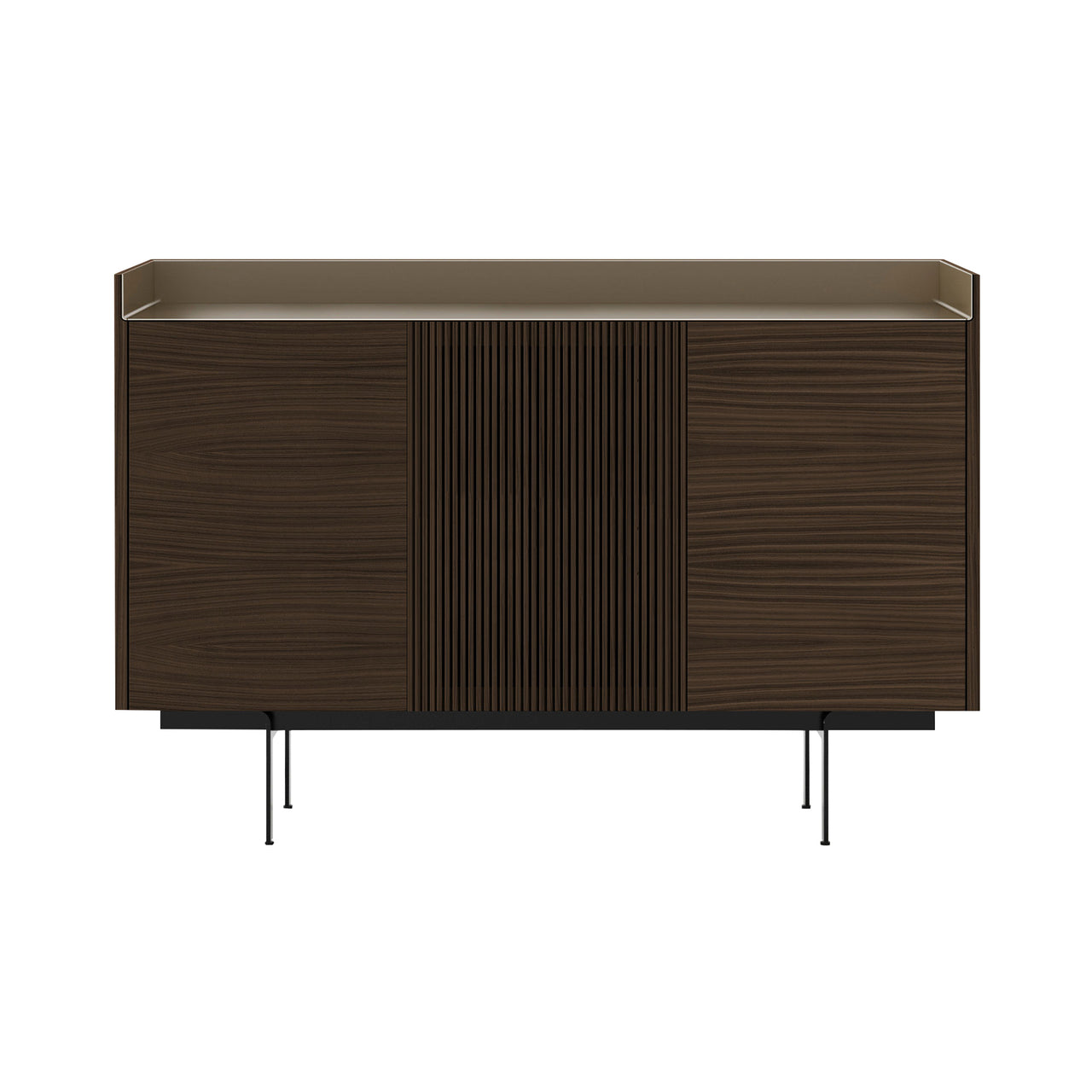 Stockholm STH334 Cupboard: Composition 3 + Dark Stained Walnut + Anodized Aluminum Bronze + Black