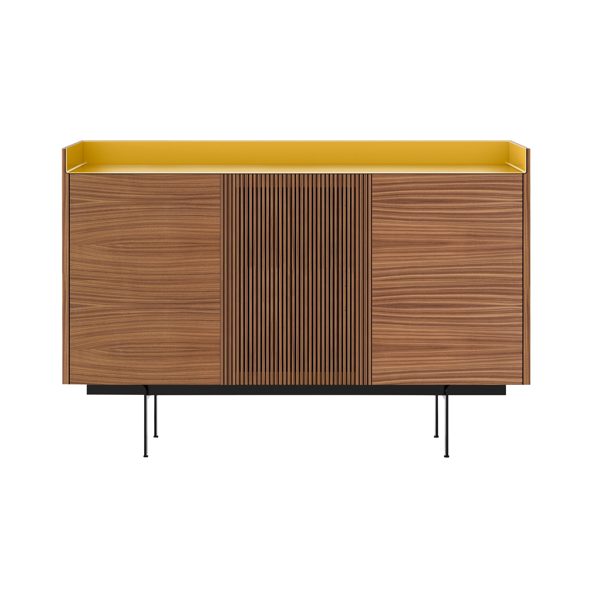 Stockholm STH334 Cupboard: Composition 3 + Super-Matt Walnut + Anodized Aluminum Gold + Black