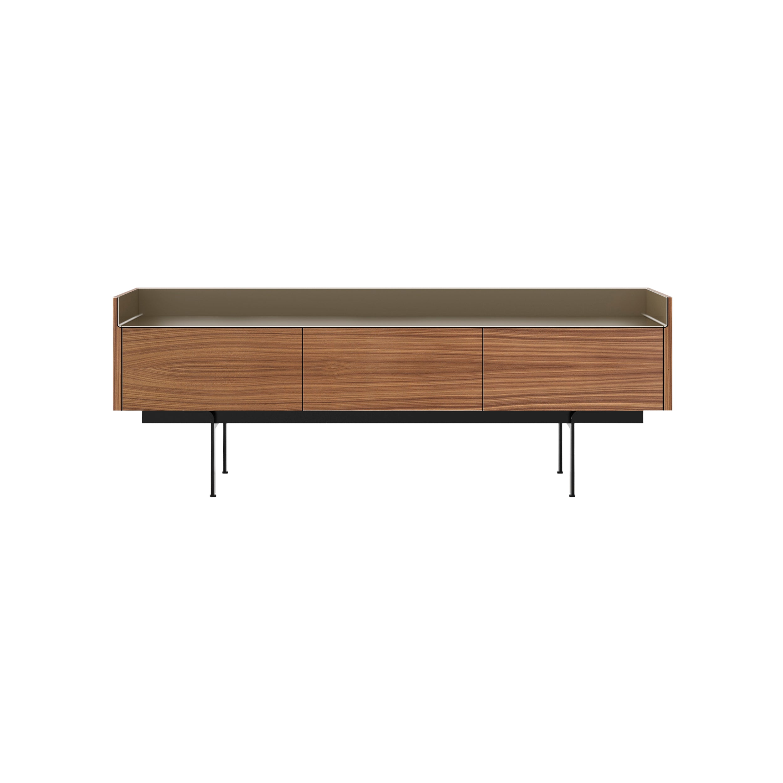 Stockholm STH351 Slim Sideboard: Composition 3 + Super-Matt Walnut + Anodized Aluminum Bronze + Black