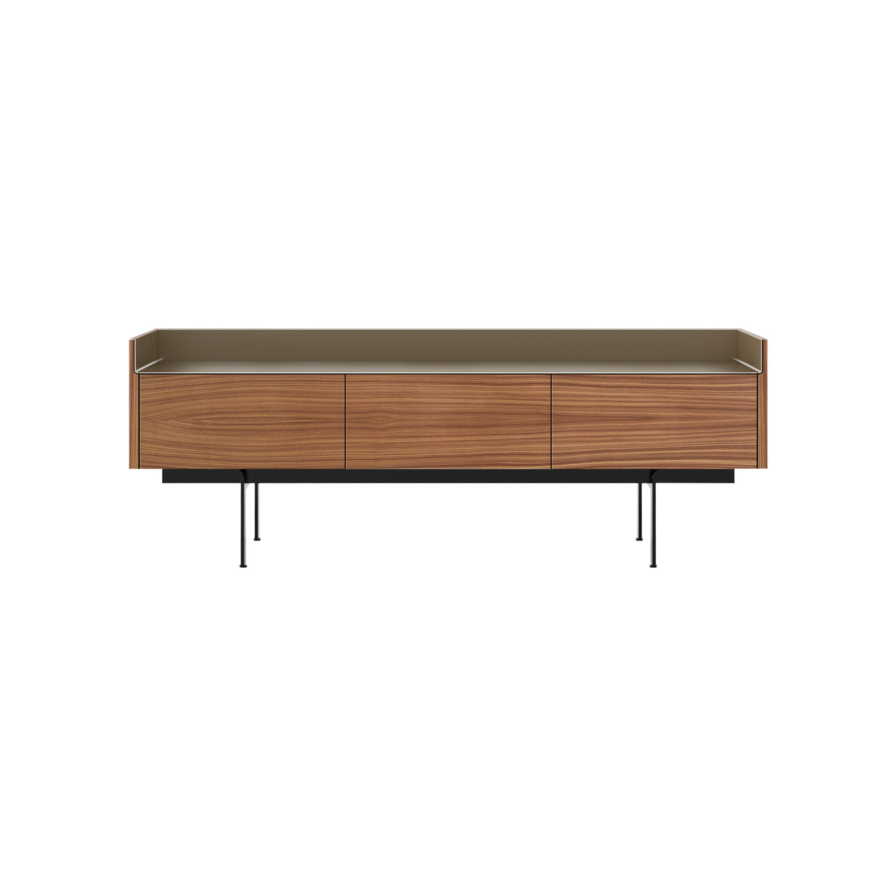 Stockholm STH351 Slim Sideboard: Composition 3 + Super-Matt Walnut + Anodized Aluminum Bronze + Black