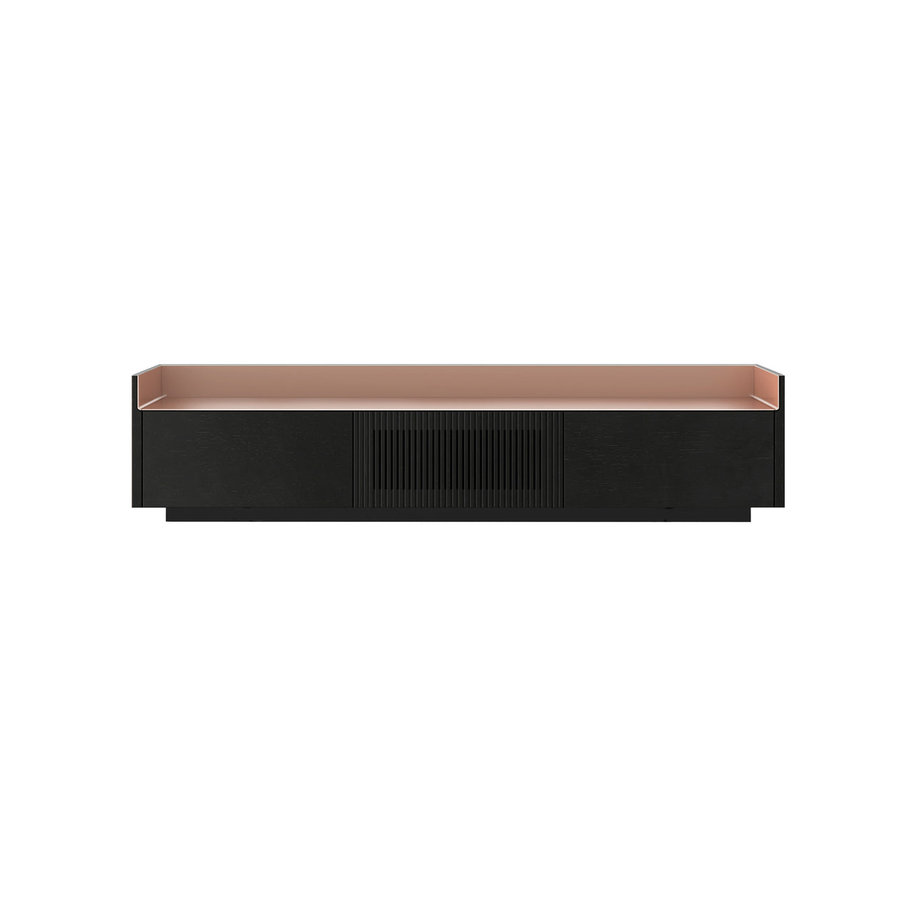 Stockholm STH353 Slim Sideboard: Composition 1 + Ebony Stained Oak + Anodized Aluminum Pale Rose + Black