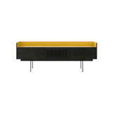 Stockholm STH353 Slim Sideboard: Composition 3 + Dark Grey Stained Oak + Anodized Aluminum Gold + Black