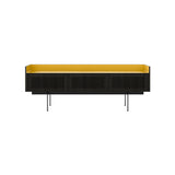 Stockholm STH354 Slim Sideboard: Composition 3 + Dark Grey Stained Oak + Anodized Aluminum Gold + Black