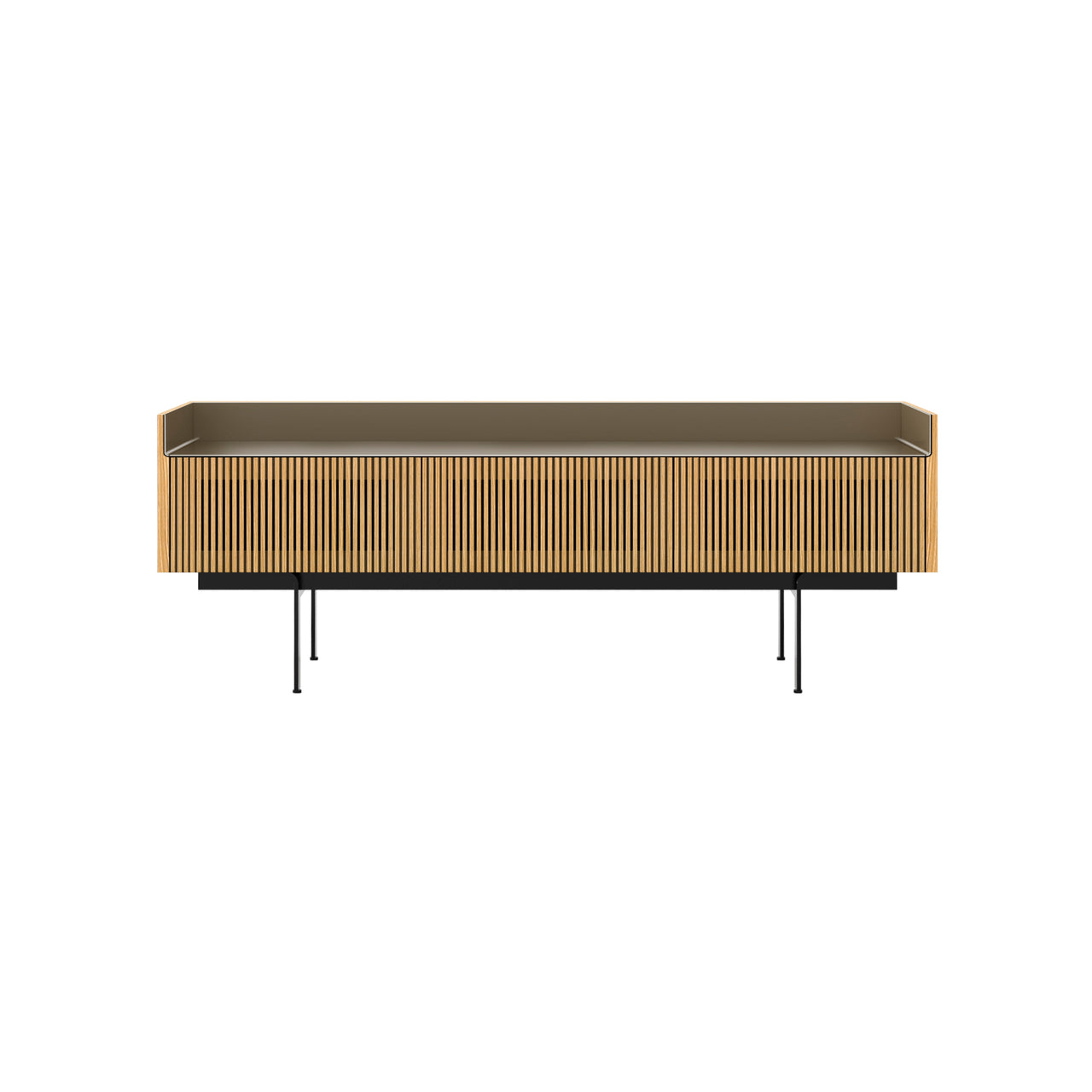 Stockholm STH354 Slim Sideboard: Composition 3 + Super-Matt Oak + Anodized Aluminum Bronze + Black