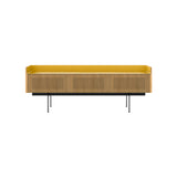 Stockholm STH354 Slim Sideboard: Composition 3 + Super-Matt Oak + Anodized Aluminum Gold + Black
