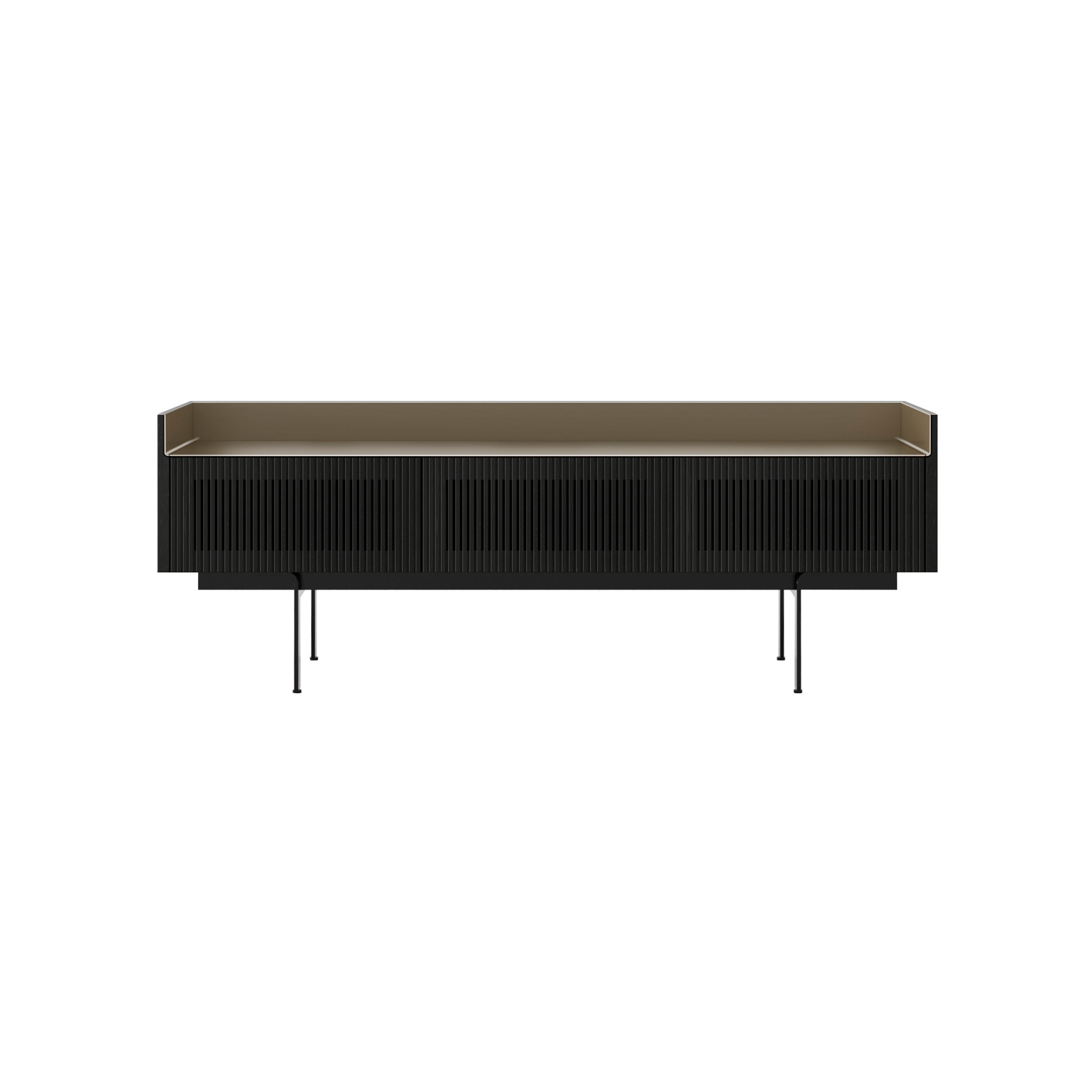 Stockholm STH354 Slim Sideboard: Composition 3 + Ebony Stained Oak + Anodized Aluminum Bronze + Black