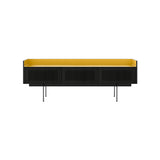 Stockholm STH354 Slim Sideboard: Composition 3 + Ebony Stained Oak + Anodized Aluminum Gold  + Black