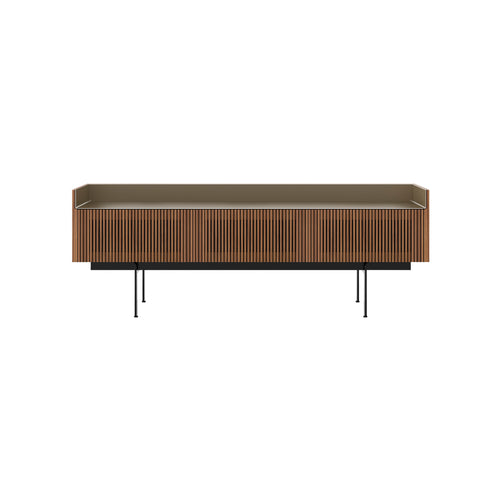 Stockholm STH354 Slim Sideboard: Composition 3 + Super-Matt Walnut + Anodized Aluminum Bronze + Black