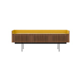 Stockholm STH354 Slim Sideboard: Composition 3 + Super-Matt Walnut + Anodized Aluminum Gold + Black